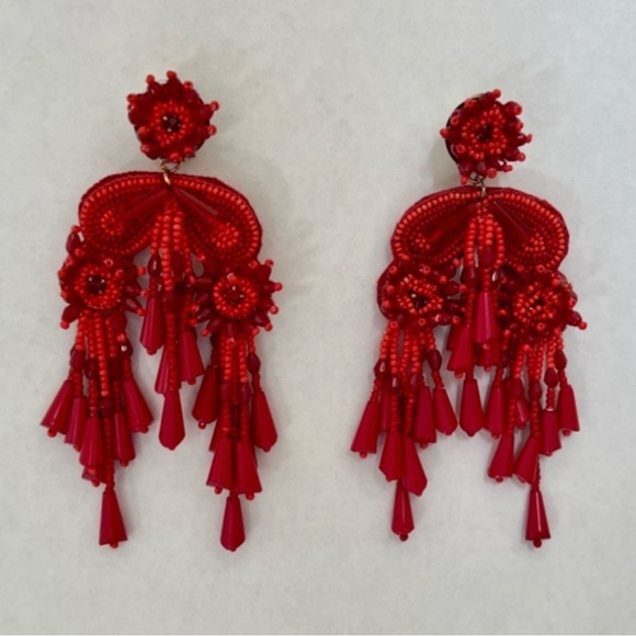 Zara Long Beaded Tassel Earrings - Picture 4 of 8